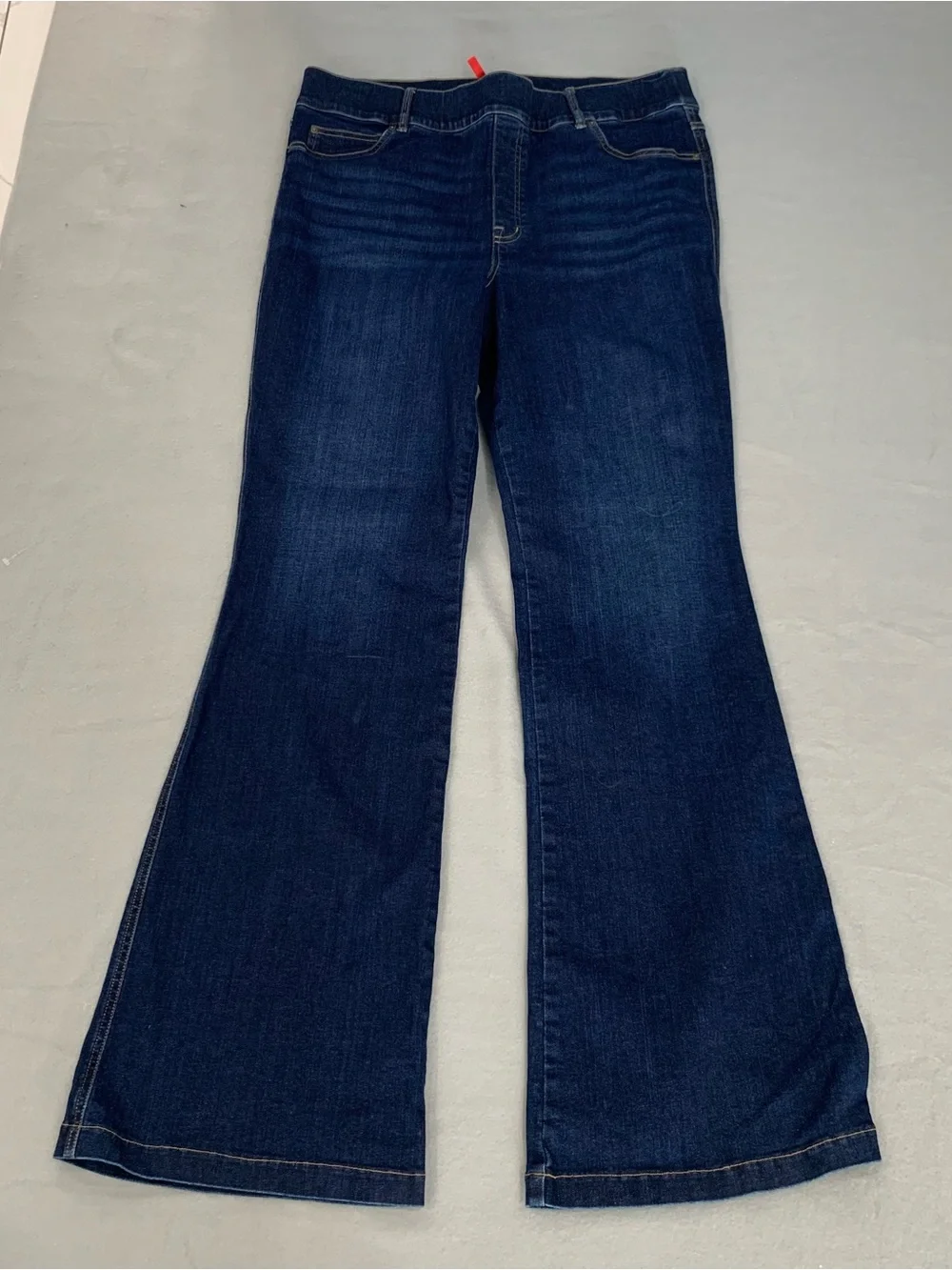 SPANX High Rise Flare Jeans Size 2X Tall Women Blue Denim Tummy Control Wide Leg